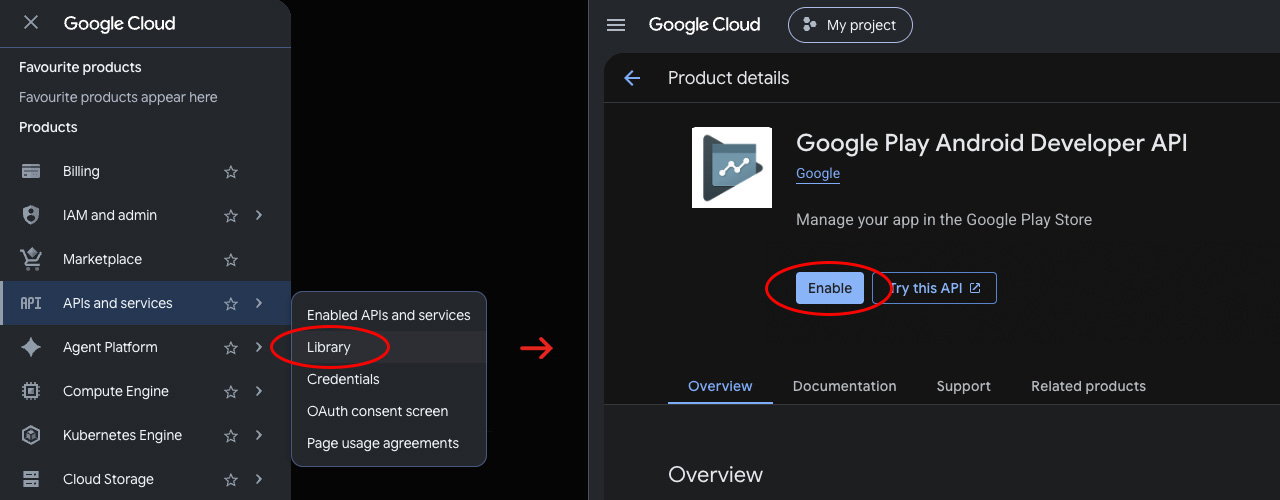 Google Cloud Console, Enable the Google Play Developer API