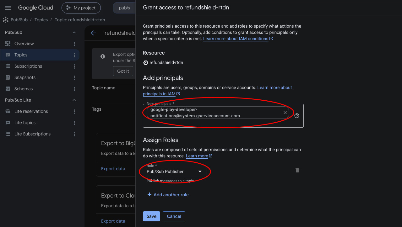 Google Cloud Console, Pub/Sub