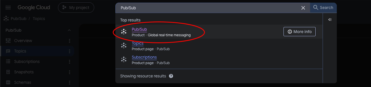 Google Cloud Console, Pub/Sub